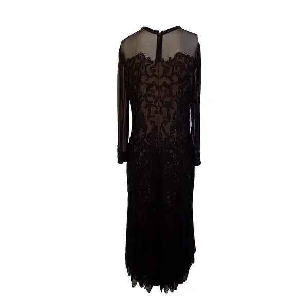 Vintage Judith Ann Creations black silk beaded evening wear cocktail size Medium - Picture 4 of 12